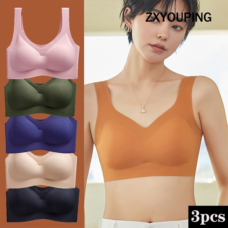 Full Coverage Bra - パッド付きシームレススポーツブラ,スチールリングなしで快適,セクシーな睡眠下着,腕立て伏せ,ラージサイズ,mからxxl,3個