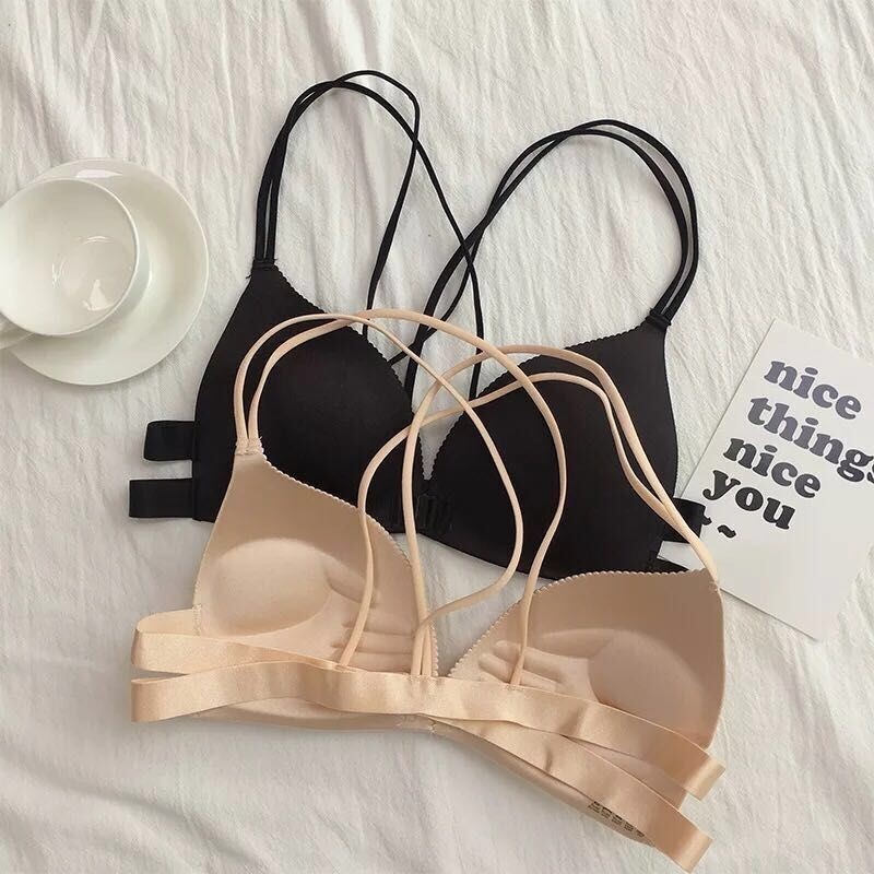 ワイヤーなしの腕立て伏せブラ,三角カップ,フロントバックル, - Minimizer Bra Women のレビューと価格