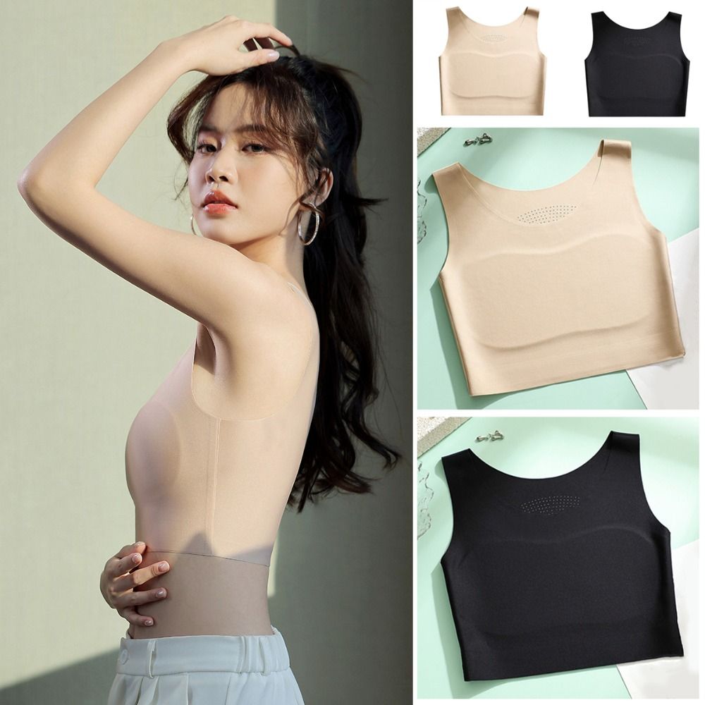 女性用アイスシルクシームレスワイヤレスビスチェ、Uネックスリ - Minimizer Bra Women のレビューと価格