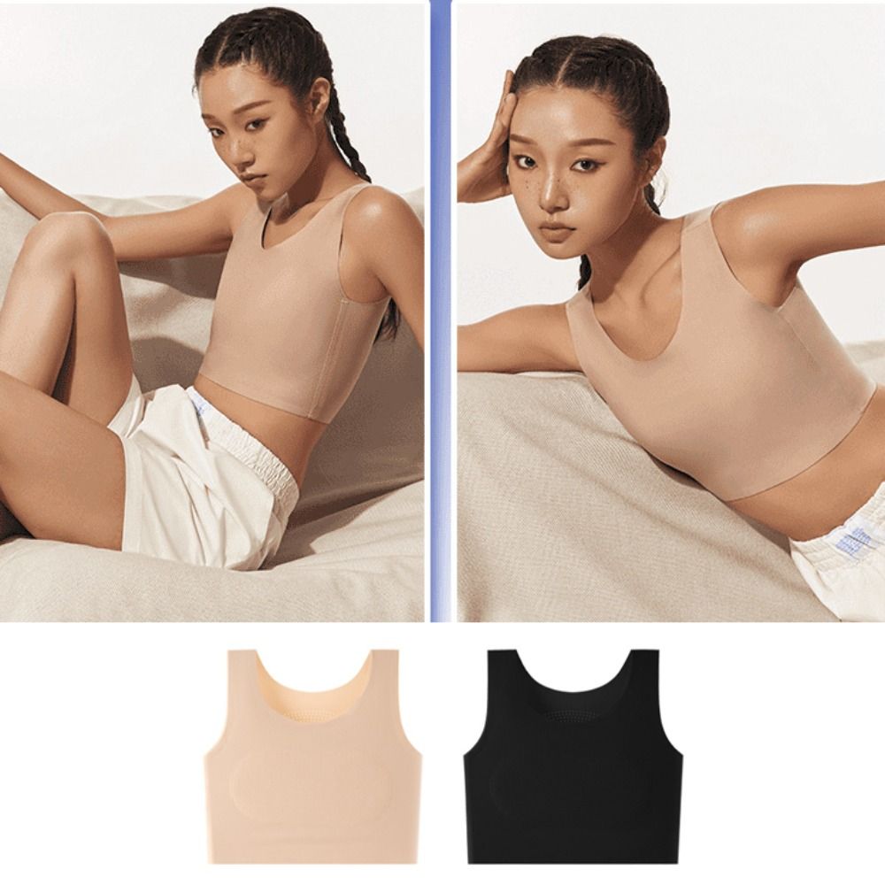 女性用アイスシルクシームレスワイヤレスビスチェ、Uネックスリ - Minimizer Bra Women のレビューと価格