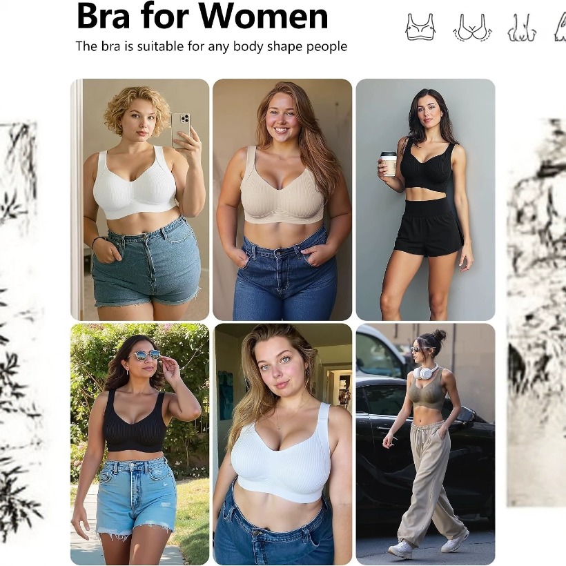 女性用、ワイヤーなし、シームレス、ソフトなサポート力のあるブ - Full Coverage Bra のレビューと価格
