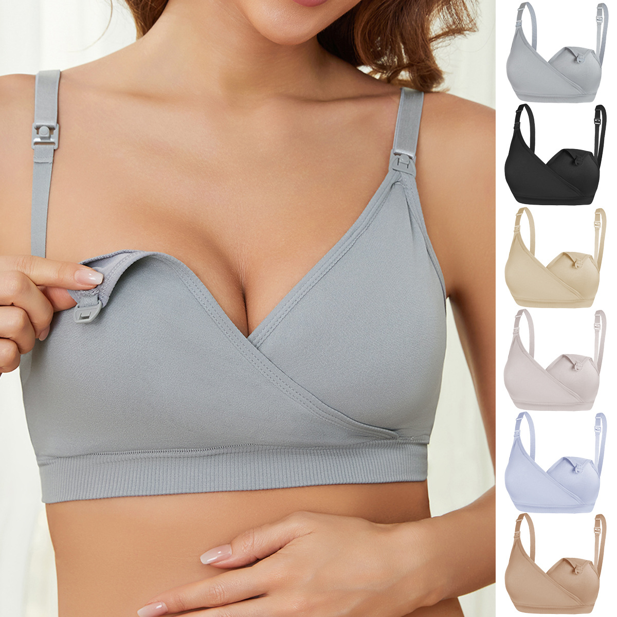 ワイヤーフリーマタニティ授乳ブラジャーナイロンシームレスフロ - Nursing Bra Clip のレビューと価格